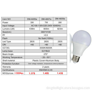 AC DOB led bulb light 5-9W